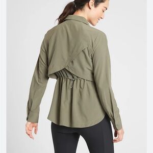 Athleta Northstar Shirt Laurel Olive Long Sleeve Button Down